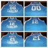 Meuth Carolina Tar Heels Colégio 00 Eric Montross 12 Phil Ford 21 Donald Williams Retro Basquetebol Jersey Masculino Costume Número Número