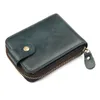 男性本革COIN財布ヴィンテージショートウォレット女性ポケットコイン財布黒青ジッパーコイン財布RFIDクレジットカードホルダー