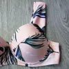 Damen Sexy Bikinis Damen Badeanzug 2019 Sommer Ausschnitt Badeanzüge Push Up Bikini Print Bademode Strandkleidung mit Bügel Biquini