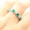 Rozmiar 5-10 Drop Shipping Wysokiej Jakości Luksusowa Biżuteria 925 Sterling Silver Emerald Gemstones CZ Diamond Lucky Wedding Band Ring Ring