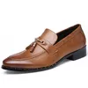 Vente chaude-printemps automne hommes en cuir véritable vache robe chaussures à la main noir marron fête de mariage Banquet mâle sans lacet hommes mocassins formels