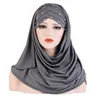 Vrouwen effen tulband kraal amira hijab sjaal hoofd wrap pull on instant shawl moslim hijabs klaar om hoofddoek islamitische pet hoed