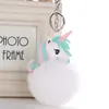 Metal Key Ring Cute Cartoon Colorful Hair Ball Unicorn Keychain Women Girl Shoulder Bag Holder PU Horse Toy Keychain Gift