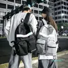 2020 Hong Kong Vento Locomotiva Ins Cool Pouco Reflexivo Colorido Schoolbag Mulheres Coreano Grande Capacidade Mochila Simples Moda Lazer