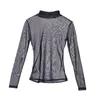 Kvinnor Sheer Mesh Fish Net Blouse Ladies Slim Långärmad Turtle Neck Genomsnitt Mesh Top Hot Sale Black