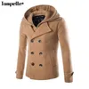 Hochwertige Neue Mode Marke-Kleidung Jacke Männer Wolle Mantel Zweireiher Pea Coats Männer Lange Wolle Mischungen Winter Mantel männer