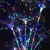 عيد الميلاد 20 بوصة مضيئة حزب led بالون شفافة الملونة اللاملة الإضاءة البالونات مع 70 سنتيمتر القطب حفل زفاف زينة GB1679