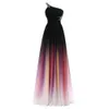 Sukienki 2019 Najnowsze kolorowe szyfonowe Długie gradientowe sukienki wieczorne z podłogą Krytyki Kryształy Ombre Formalne suknia balowa