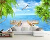 3d chambre papier peint beau paysage méditerranéen 3D TV fond mur salon chambre vert papier peint