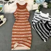 Neploe Knitted Letter Print Women Dress Summer 2020 New Halter Sleeveless Camis Vestidos Sexy Slim Waist Bodycon Dress 44319