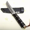 Toppkvalitet VG10 Damaskus Stålkniv Tanto Blade Ebony Handle Outdoor Survival Straight Knives With Kydex