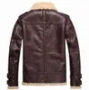 Heren Faux Leather bont gevoerde fleece Warm dikke jassen Buckle Jacket retro warme motorfiets A37