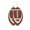 Multistorey Rugby Unique Multicolor Dangle Drop Leather Earings for Men and Women Ball Shaped Sport Earings Gift