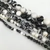 4mm 6mm 8mm 10mm 12mm natürliche Edelsteinperlen DIY Schmuckzubehör glatt weiß schwarz Zebra Jasper Perlen Runde Stein Spacer Perlen 5 Stränge