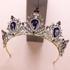 Purple Crystal Wedding Tiara Bridal Crown For Wedding Bride Vintage Gold Color Rhinestone Crown Headband Jewelry Accessories