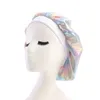 Dames Moslim Brede Hoed Laser Elastische Ademend Bandana Slaap Tulband Zijde Satijn Hoed Headwrap Chemo Cap Marcel Hats Ljja3799