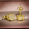 Unisex Mannen Vrouwen Oorbellen Studs Geel Wit Vergulde Fonkelende CZ Gesimuleerde Diamanten Oorbellen Voor Mannen Women1563476