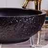 Europe style china washbasin sink Jingdezhen Art Counter Top ceramic bathroom sink bathroom vessel sink black