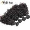 Mongolskie Wiązki Włosów Kręcone Splot Włosy Włoski 3 sztuk 100% Virgin Human Hair Extensions Wefts 8 "-30" Natural Color Bellahair