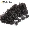 Mongoliska hårbuntar Curly Weave Hair Weaves 3st 100% Virgin Human Hair Extensions Weft 8 "-30" Naturlig färg Bellahair