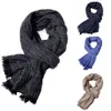 KLV 1PC Winter Men Scarf Classic Shawl Fringe Cotton Blends Solid Color Tassel Long Soft Warm Scarf Black,Navy,Blue,Khaki z1009