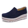 Vente chaude-Femmes Slip-on Super Hidden Heel Suede Maccasin Flats Wedges Platform Sneakers Non-lace Loafer