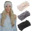 15Color Winter Warmer Ear Stickad Headband Turban För Lady Kvinnor Virka Bow Wide Stretch Hairband Headwrap Hårtillbehör Julklapp