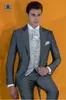 Brand New Grey Groom Tuxedos Peak Lapel Slim Fit Groomsmen Robe De Mariée Excellent Homme Veste Blazer 3 Pièce Costume (Veste + Pantalon + Gilet + Cravate) 1661