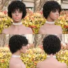 Bouncy Curls Machine Made Glueless Short Wig Pixie Cut Brazilian Afro Kinky Curly Natural Human Hair Bob Wigs With Bangs For Black Women