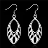 Boucles d'oreilles de riz vides en argent sterling plaqué DJSE231 taille 5,4 * 1,9 cm; Boucles d'oreilles à breloques en argent 925 pour femmes, bijoux à breloques