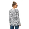 Kvinnor Casual T Shirts Round Neck Leopard Blusar Skriv ut Tunika Toppar Långärmad Lady Tees Toppar Kvinna Kläder T-shirt