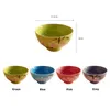 Colorful Four Seasons Japanese Rice Bowl Hand Painted Floral 4.5 inch Ceramic Dinnerware Pink Blue Grey Green