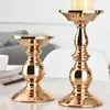 Classic Black Gold Bronze Pillar Candle Holder Retro Iron Stand Wedding Tabletop Centerpiece