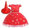 Cadı Şapka Giyim Çocuk Sahne Dans Cadı Kostüm Yaz Prenses Elbise pettiskirt AYP6086 ile Cadılar Bayramı Kostüm Kızlar Cosplay Elbiseler