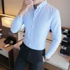 Męska koszula dorywczo slim fit pasiasty z długim rękawem Formalne koszulki męskie odzież męska Camisa