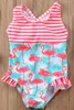 Baby Girls Swimwear Niemowlę Dzieci Baby Girls Fashion Print Reffled Bowknots Swimsuit Swimsuit Swimwear Pływanie Dzieci Kostium Kąpielowy