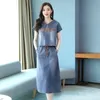 New Summer Women Denim Sets Plus Size Casual Loose Hooded Tops And Slim Jeans Skirts Two-Piece Suits For Females Denim Sets