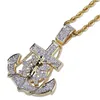 Iced Out Pendentif Hip Hop Bling Chaînes Bijoux Hommes De Luxe Designer Collier Hommes Diamant Chaîne Pendentifs Ancre Rudder Rappeur Hiphop Gold9038702