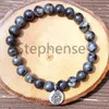 MG0683 8 mm Gris Larvikite Femmes Yoga Bracelet Higg Qualité Energy Mala Bracelet Hearling Spirit Bijoux