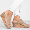 Venta caliente-Sandalias de Mujer 2019 Sandalias de plataforma Zapatos de cuña para Mujer Tacones Sandalias Mujer Zapatos de verano Sandalias de tacón de cuña de cuero 43