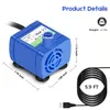 Submersible Quiet Pet Water Fountain Pump 2 watt med 18 meter kabel DR160 DRDC1601443491