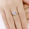 Heart-shaped Diamond Rings for Women S Sier Wedding Engagement Jewelry Cubic Zirconia Stone Elegant Ring Accessories