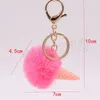 Colorful Ice Cream Keys Holder Plush Key Chain Ball Pendant Keychains Baby Key ring pendant Decoration Party FavorT2C5186