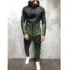 2 قطع الرجال الرياضية رياضية رياضة zip up هوديس البلوز + بانت الجري الركض الترفيه اللياقة البدنية رياضة تجريب رياضي مجموعة الرياضة البدلة