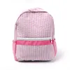 Sac à dos rose pour tout-petit Seersucker Sac d'école en coton doux USA Entrepôt local Sacs à livres pour enfants Garçon Gril Fourre-tout préscolaire avec poches en filet DOMIL106187