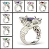 Groothandel Mystic Rainbow Topaz Kleurrijke CZ Diamond 925 Sterling Zilveren Charming Mermaid Band Ring Speciale Gift Unieke Ontwerp Mode-sieraden
