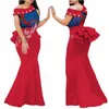 2019 Afrikaanse print jurken voor vrouwen bazin riche applique gedrapeerde lange jurken partij vestidos traditionele Afrikaanse kleding WY444