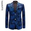 VAGUELETTE Blazer elegante in velluto da uomo Paisley Floral Wedding Stage Abbigliamento per uomo Giacca con stampa blu / rossa / dorata M-6XL