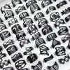 10Pcs Women Vintage Black Ring Gypsy Adjustable Finger Tattoo Rings Lots Toe Ring Female Jewelry Mixed Random Style LR4039