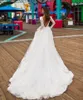 2020 3D Aplike Gelinlik Plaj V Yaka Backless Uzun Kollu Gelinlik Boho Gelin Modelleri vestido de novia